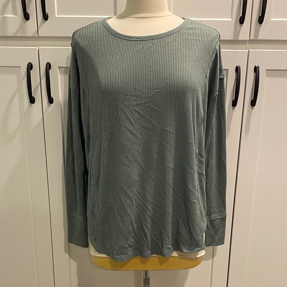 Knox Rose Sage Ribbed Long Sleeve Top